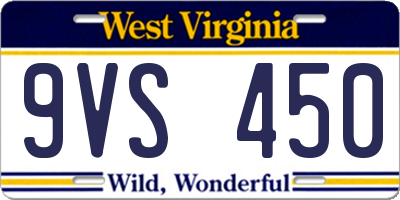 WV license plate 9VS450