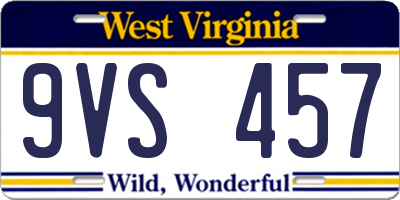 WV license plate 9VS457