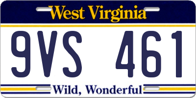 WV license plate 9VS461