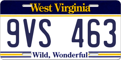 WV license plate 9VS463