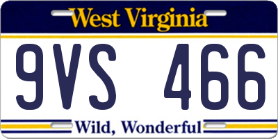 WV license plate 9VS466