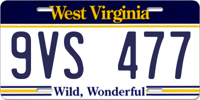 WV license plate 9VS477
