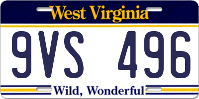 WV license plate 9VS496
