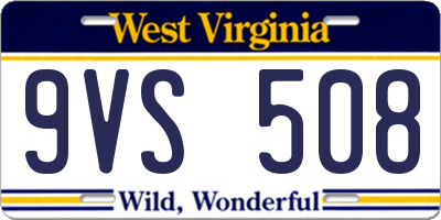 WV license plate 9VS508