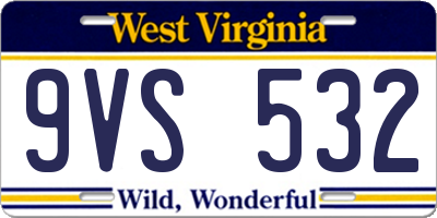 WV license plate 9VS532