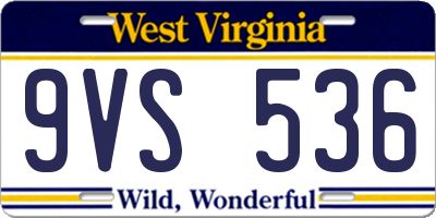 WV license plate 9VS536
