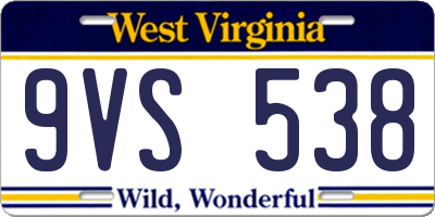 WV license plate 9VS538