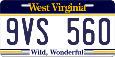 WV license plate 9VS560