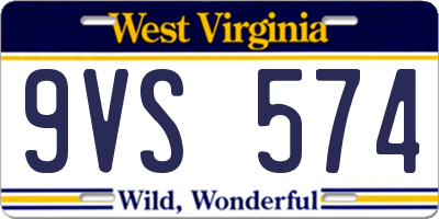 WV license plate 9VS574