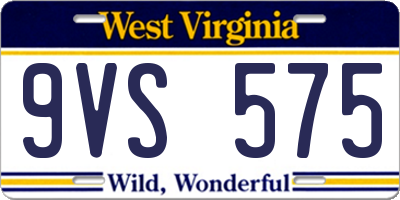 WV license plate 9VS575