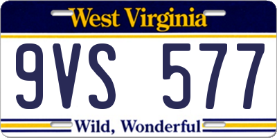 WV license plate 9VS577