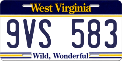 WV license plate 9VS583
