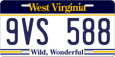 WV license plate 9VS588