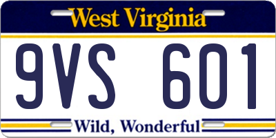 WV license plate 9VS601
