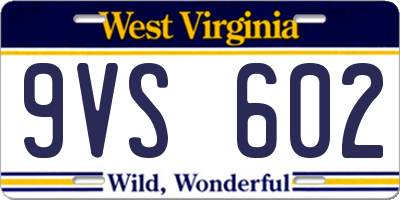 WV license plate 9VS602