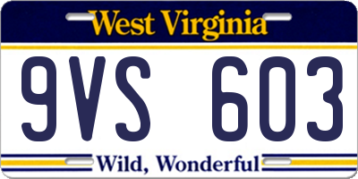 WV license plate 9VS603