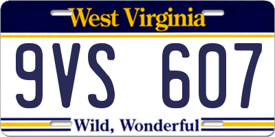 WV license plate 9VS607