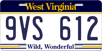 WV license plate 9VS612