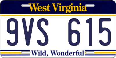 WV license plate 9VS615