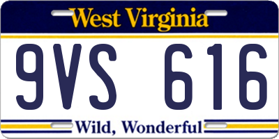 WV license plate 9VS616