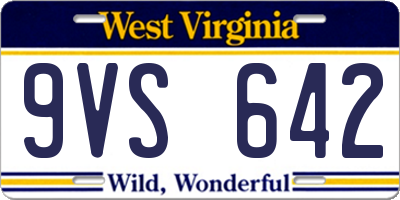 WV license plate 9VS642