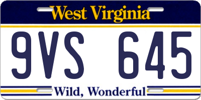 WV license plate 9VS645