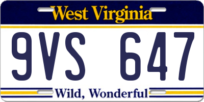WV license plate 9VS647