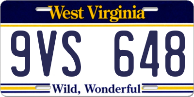 WV license plate 9VS648