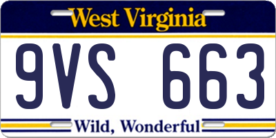 WV license plate 9VS663