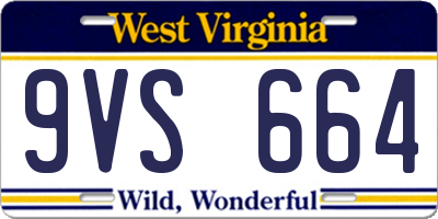WV license plate 9VS664