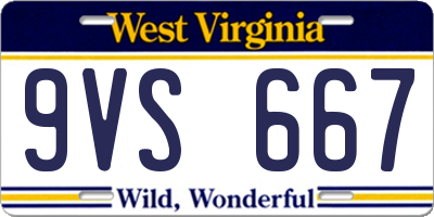 WV license plate 9VS667