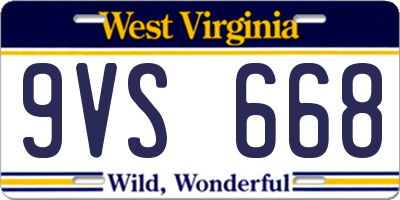 WV license plate 9VS668