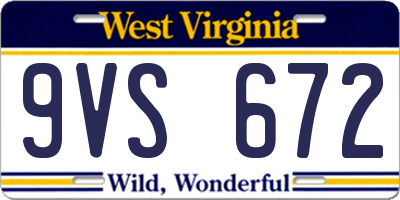 WV license plate 9VS672