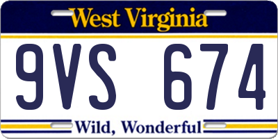 WV license plate 9VS674