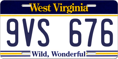WV license plate 9VS676