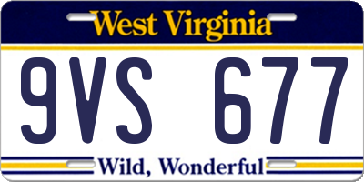 WV license plate 9VS677