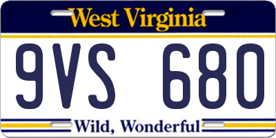 WV license plate 9VS680