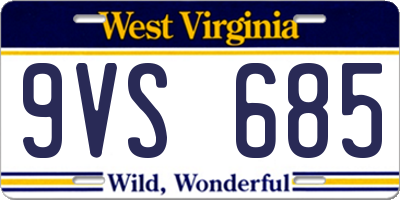 WV license plate 9VS685