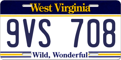 WV license plate 9VS708