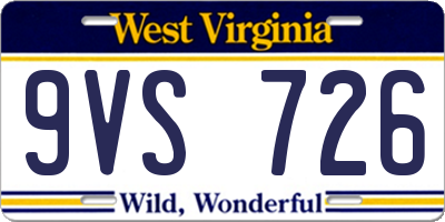 WV license plate 9VS726