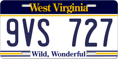 WV license plate 9VS727