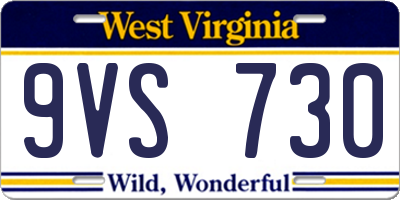 WV license plate 9VS730