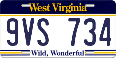 WV license plate 9VS734