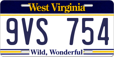 WV license plate 9VS754