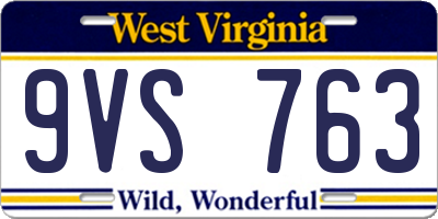 WV license plate 9VS763