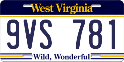 WV license plate 9VS781