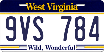 WV license plate 9VS784