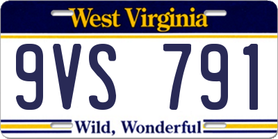 WV license plate 9VS791