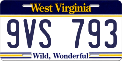 WV license plate 9VS793
