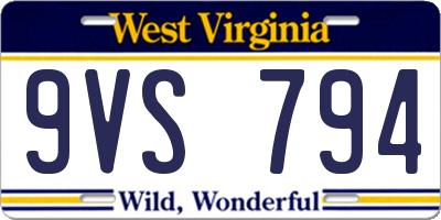WV license plate 9VS794